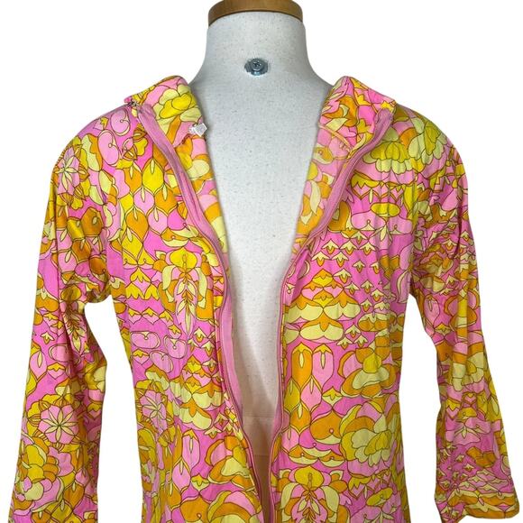 Vintage 60s David Crystal Mod Dress Pink Yellow Floral Print 3/4 Sleeve Small - Picture 5 of 7